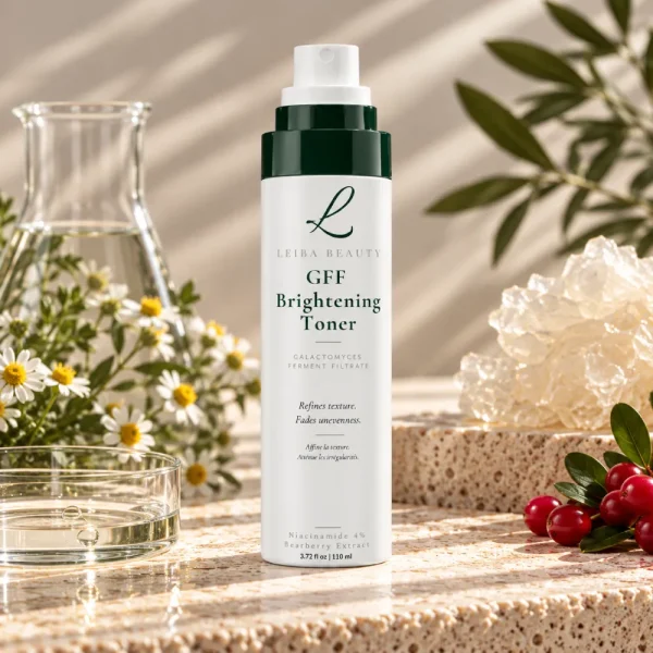Leiba Beauty GFF Brightening Toner with three brightening pathways. Made in the USA