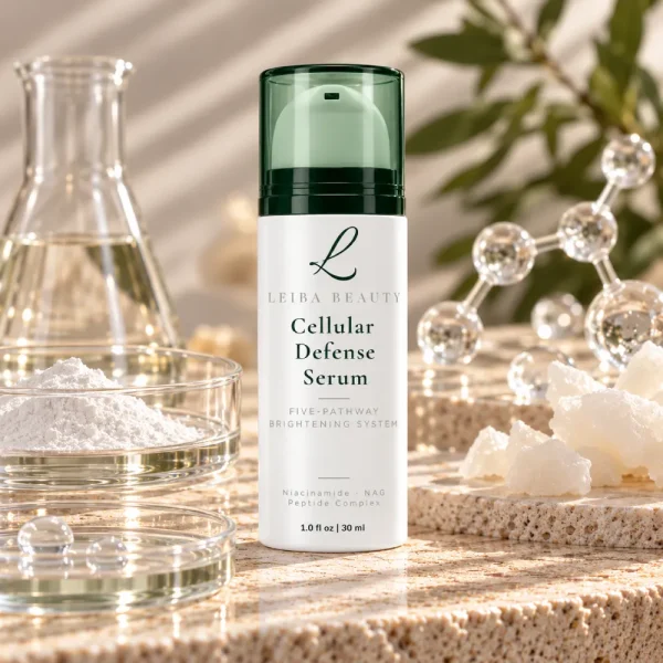 Leiba Beauty Cellular Defense Serum with marine botanicals — five-pathway brightening serum made in the USA