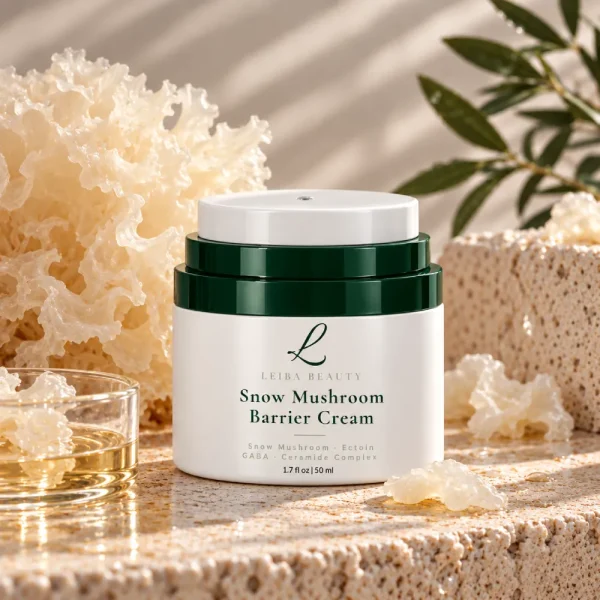 Leiba Beauty Snow Mushroom Barrier Cream with snow mushroom and ectoin — ceramide barrier cream made in the USA